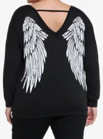 Midnight Hour Angel Back Wings Girls Long-Sleeve Top Plus