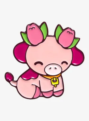 Pink Tulip Cow Enamel Pin - BoxLunch Exclusive