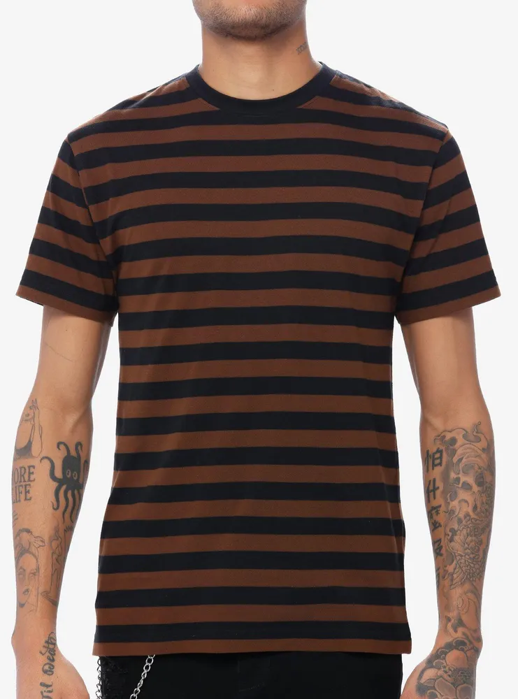 Hot Topic Black & Brown Stripe T-Shirt