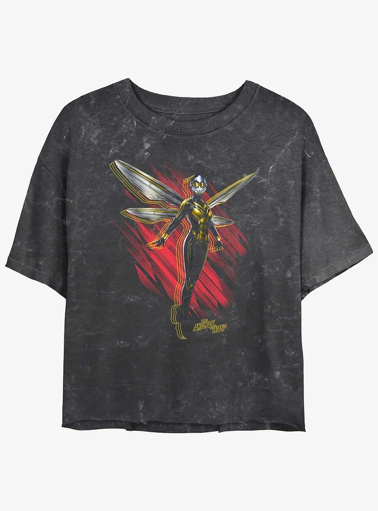 Marvel Ant-Man and the Wasp: Quantumania Wasp Wings Mineral Wash Girls Crop T-Shirt