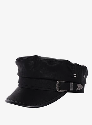 Black Western Buckle Cabbie Hat