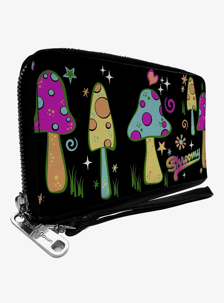 Mushroom Shroomy Vibrant Garden Zip Around Wallet