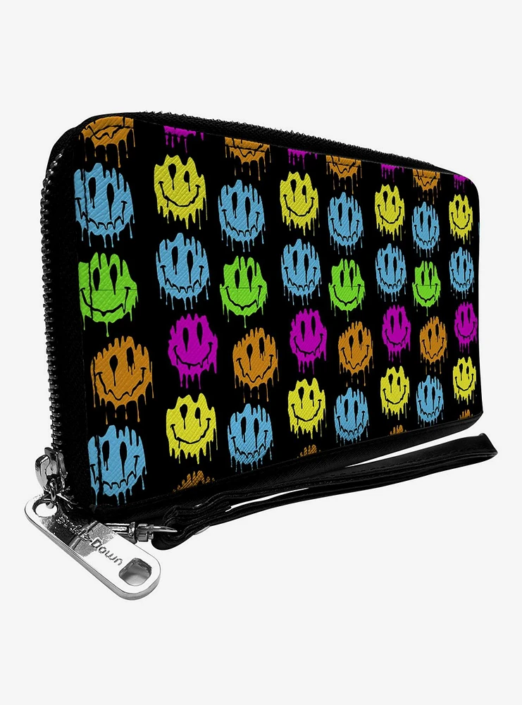 Smiley Faces Melted Mini Repeat Zip Around Wallet