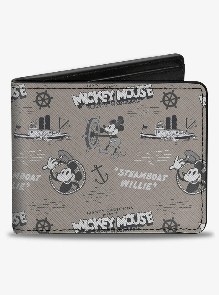 Disney100 Mickey Mouse Steamboat Willie Collage Bifold Wallet