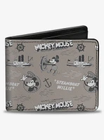 Disney100 Mickey Mouse Steamboat Willie Collage Bifold Wallet