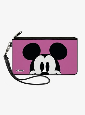 Disney Mickey Mouse Face Character Close Up Canvas Zip Clutch Wallet