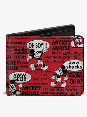 Disney Mickey Mouse Poses and Quotes Collage Bifold Wallet
