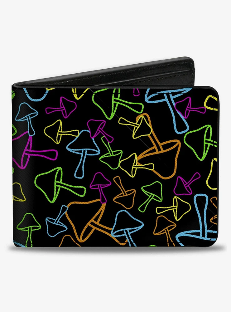 Mushroom Outlines Scattered Bifold Wallet