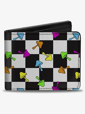 Mushrooms Scattered Checker Bifold Wallet