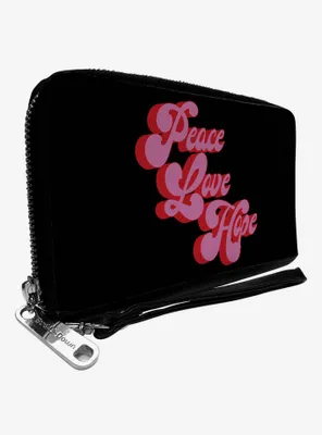 Peace Love Hope Script Zip Around Wallet