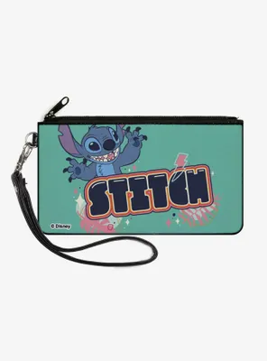 Disney Lilo & Stitch Claws Out Pose and Title Canvas Zip Clutch Wallet