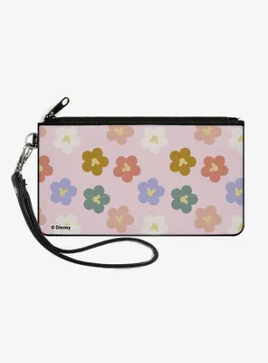 Disney Mickey Mouse Ears Icon Flowers Pastel Canvas Zip Clutch Wallet