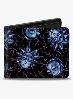 Rick and Morty Electric Faces Scattered Bifold Wallet