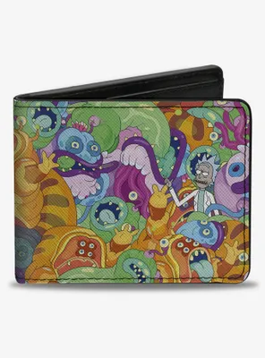 Rick and Morty with Monsters Collage Bifold Wallet