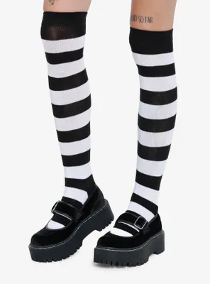 Black & White Stripe Knee Highs