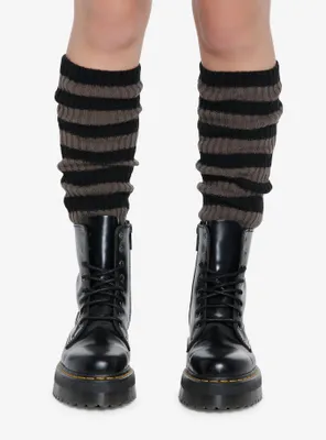 Black & Grey Stripe Slouch Knee-High Socks