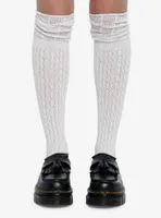 Cream Knit Slouch Knee-High Socks