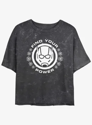 Marvel Ant-Man and the Wasp: Quantumania Find Your Power Badge Mineral Wash Womens Crop T-Shirt