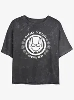 Marvel Ant-Man and the Wasp: Quantumania Find Your Power Badge Mineral Wash Womens Crop T-Shirt