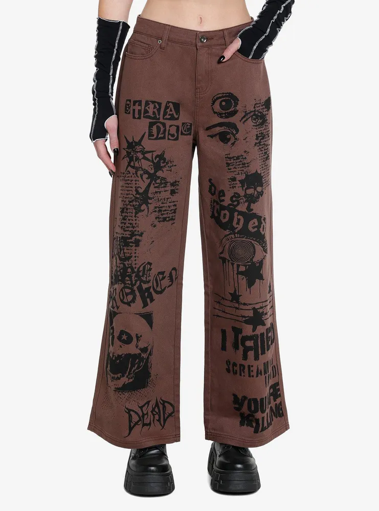 Social Collision Brown Punk Graphics Carpenter Pants