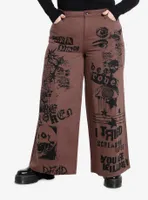 Social Collision Brown Punk Graphics Carpenter Pants Plus