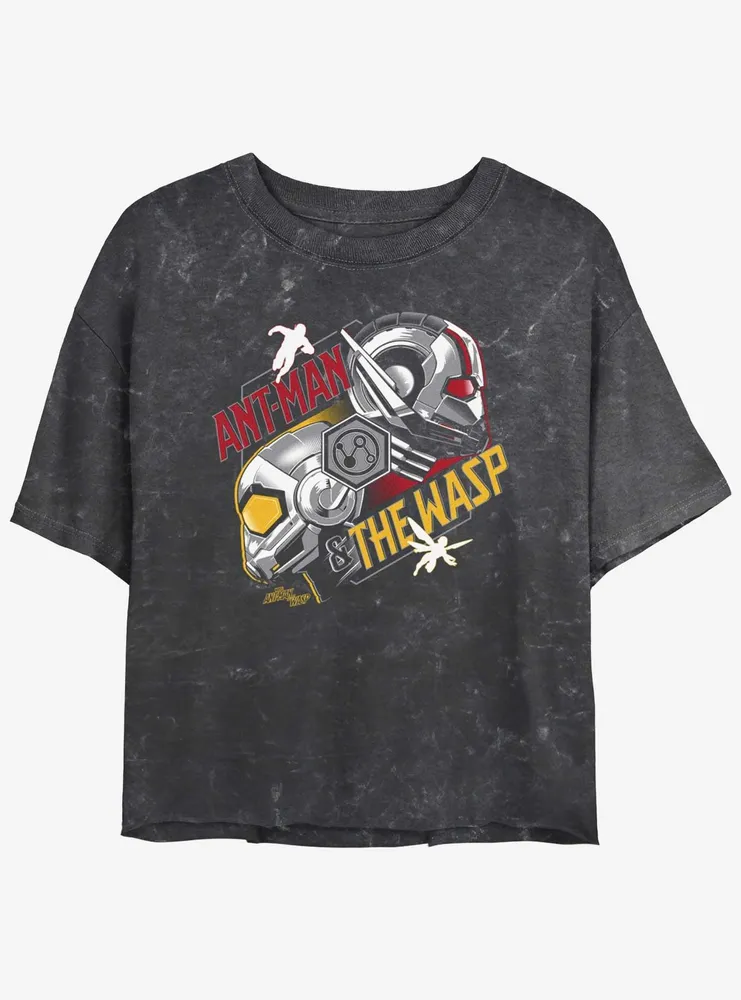 Marvel Ant-Man and the Wasp: Quantumania Helmets Mineral Wash Womens Crop T-Shirt