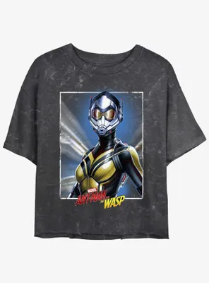 Marvel Ant-Man and the Wasp: Quantumania Wasp Portrait Mineral Wash Womens Crop T-Shirt