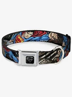 DC Comics Justice League Superman Metropolis Face Off Seatbelt Buckle Dog Collar