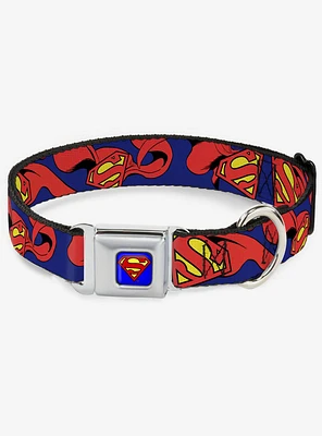 DC Comics Justice League Superman Shield Cape Seatbelt Buckle Dog Collar