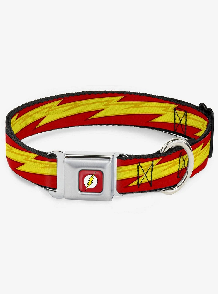 DC Comics Justice League The Flash Bolt Stripe Seatbelt Buckle Dog Collar