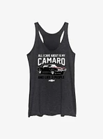 General Motors Chevy All I Care Abt Is My Camaro Raw Edge Girls Tank