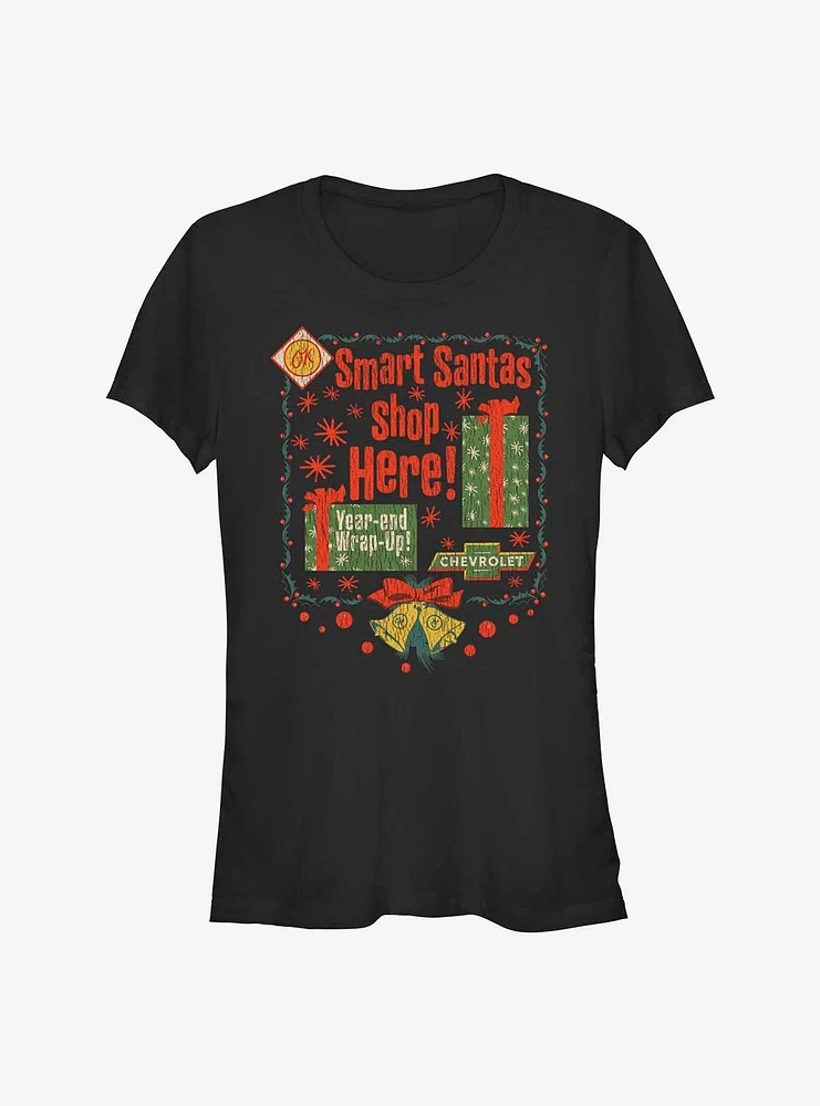 General Motors Smart Santas Shop Here Girls T-Shirt