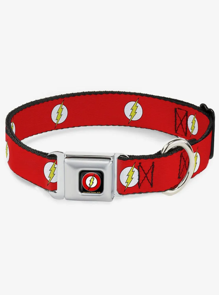 DC Comics Justice League Flash Logo Seatbelt Buckle Dog Collar