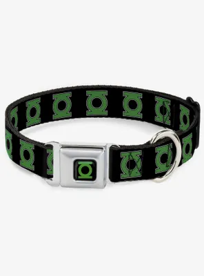 DC Comics Justice League Green Lantern Logo Black Seatbelt Buckle Dog Collar