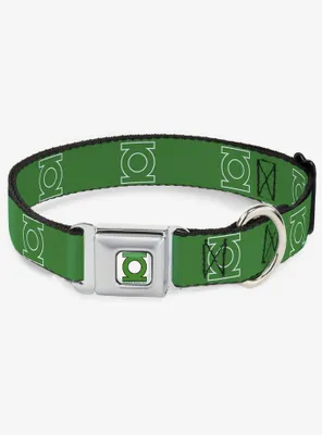 DC Comics Justice League Green Lantern Logo White Seatbelt Buckle Dog Collar