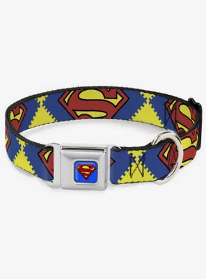 DC Comics Justice League Jagged Superman Shield Close Up Seatbelt Buckle Dog Collar