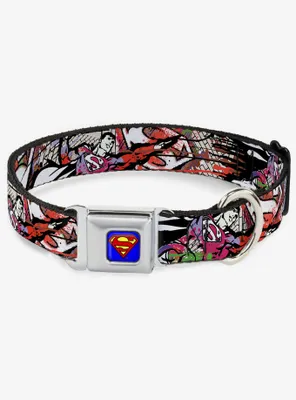 DC Comics Justice League Superman Color Flying Bricks Seatbelt Buckle Dog Collar