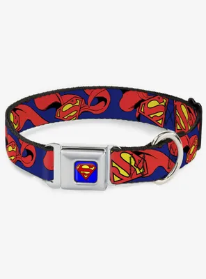 DC Comics Justice League Superman Shield Cape Seatbelt Buckle Dog Collar