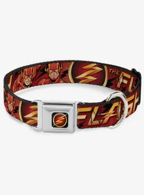 DC Comics Justice League The Flash Logo 3 Poses Seatbelt Buckle Dog Collar