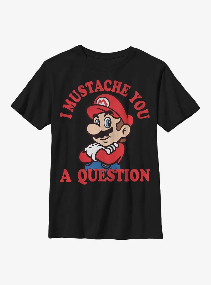 Nintendo Mario I Mustache Ask You A Question Youth T-Shirt