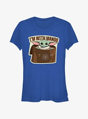 Star Wars The Mandalorian Grogu I'm With Mando Girls T-Shirt