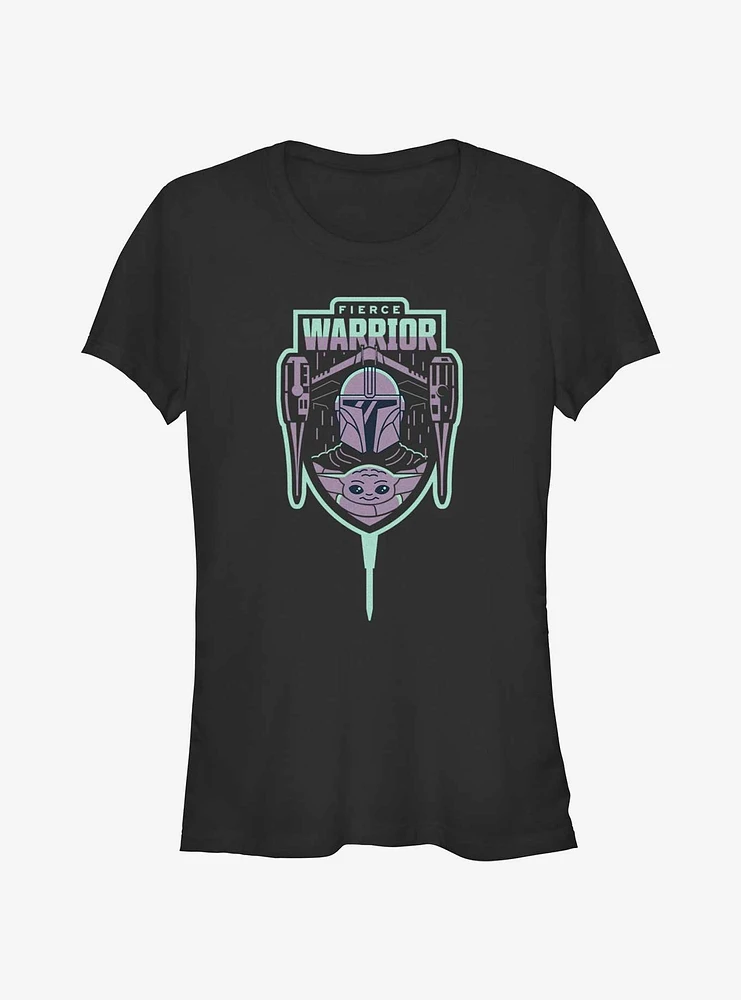 Star Wars The Mandalorian Fierce Warrior Badge Girls T-Shirt