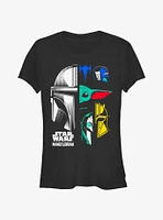 Star Wars The Mandalorian Grogu & Mando Helmet Split Girls T-Shirt