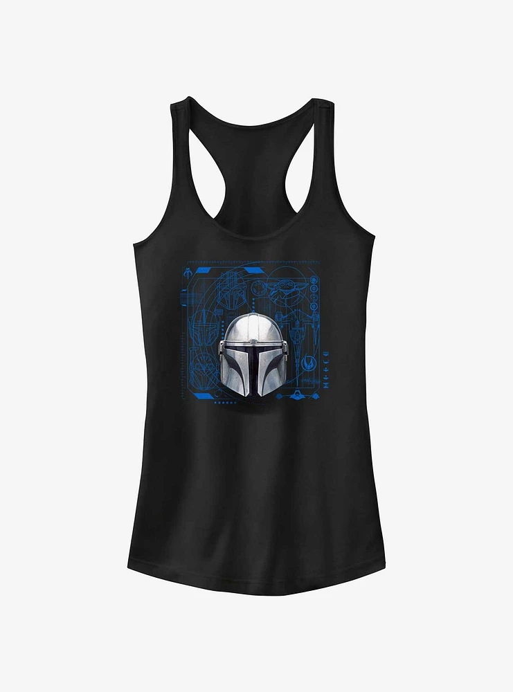 Star Wars The Mandalorian Mando Helmet Schematic Girls Tank