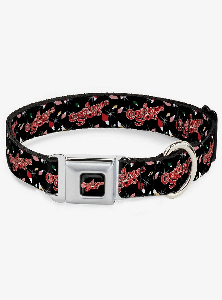 A Christmas Story Title Logo And Lights Seatbelt Buckle Dog Collar