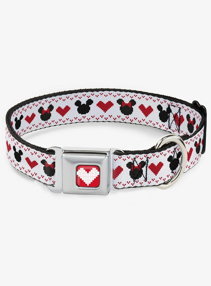 Disney Mickey Mouse And Minnie Heart Sweater Seatbelt Buckle Dog Collar