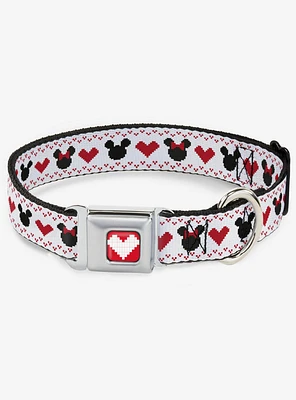 Disney Mickey Mouse And Minnie Heart Sweater Seatbelt Buckle Dog Collar