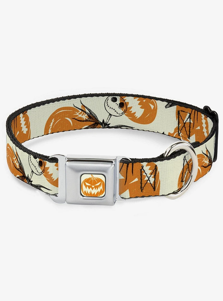 The Nightmare Before Christmas Jack Pose And Pumpkins Seatbelt Buckle Dog Collar