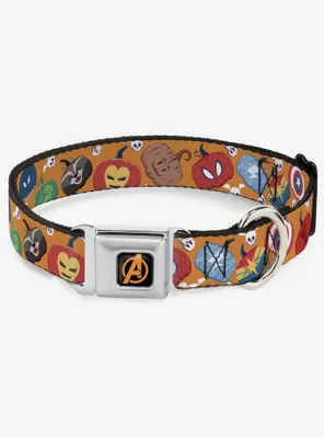 Marvel Avengers Halloween Jack O Lantern Pumpkin Seatbelt Buckle Dog Collar