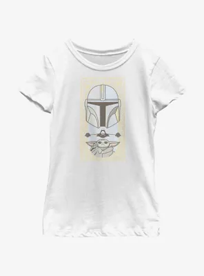 Star Wars The Mandalorian Grogu & Mando Clan Mudhorn Card Youth Girls T-Shirt